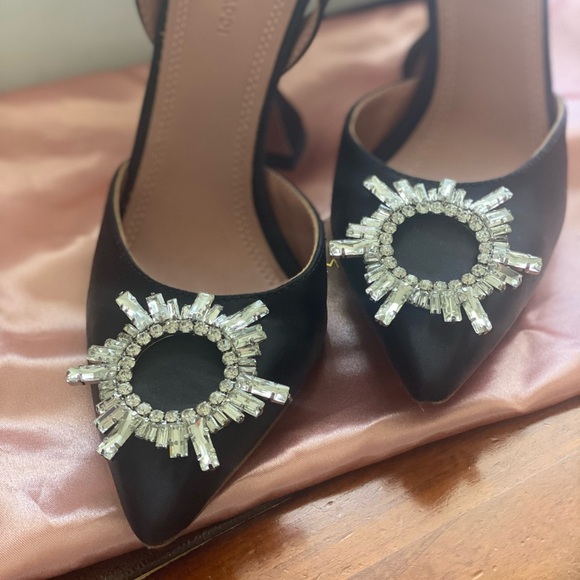 *SOLD* AMINA MUADDI | Black satin begum slingback - Picture 8 of 10